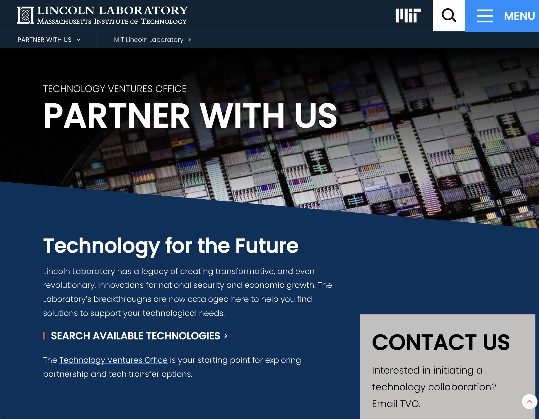 LL Technology Venture Office webpage image